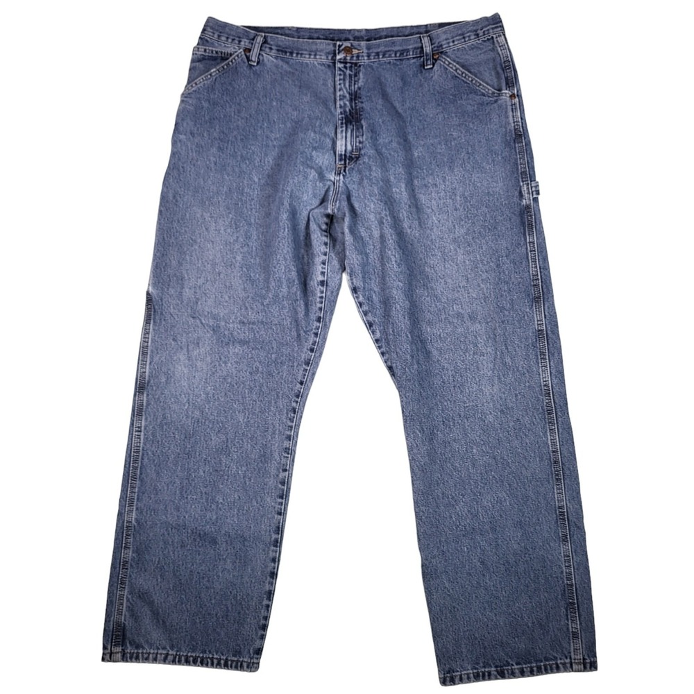 Wrangler Carpenter Jeans Mens 42x32 Straight Leg Blue Medium Wash Work Denim